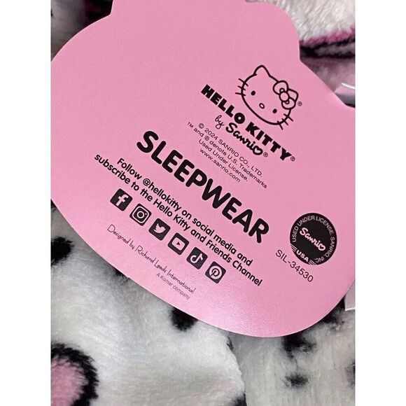 Sanrio Hello Kitty Soft Plush Short Belted Robe Women’s Sz L With Pockets NEW - Picture 8 of 11